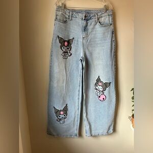 Kuromi by Sanrio Wide Leg Jeans Size 13 | Light Wash Y2K Kawaii Denim